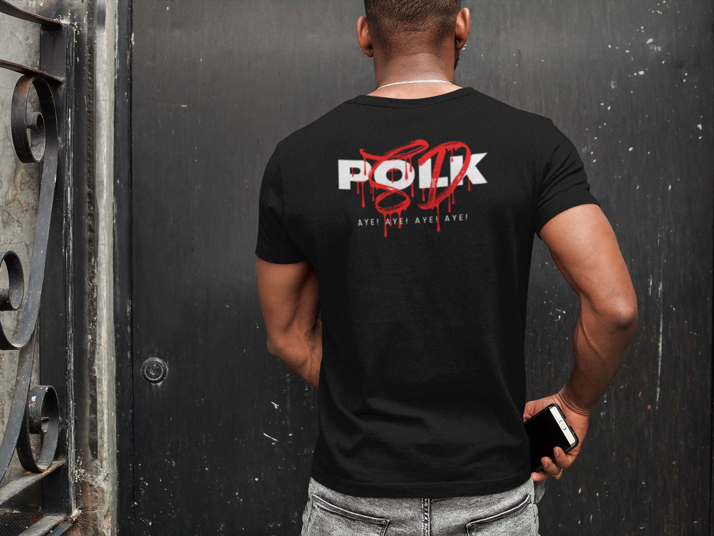 Black polksd shirt